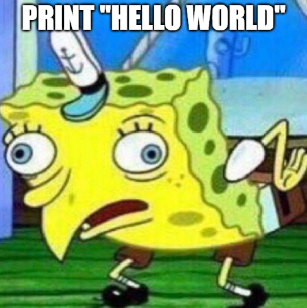 print "hello world"